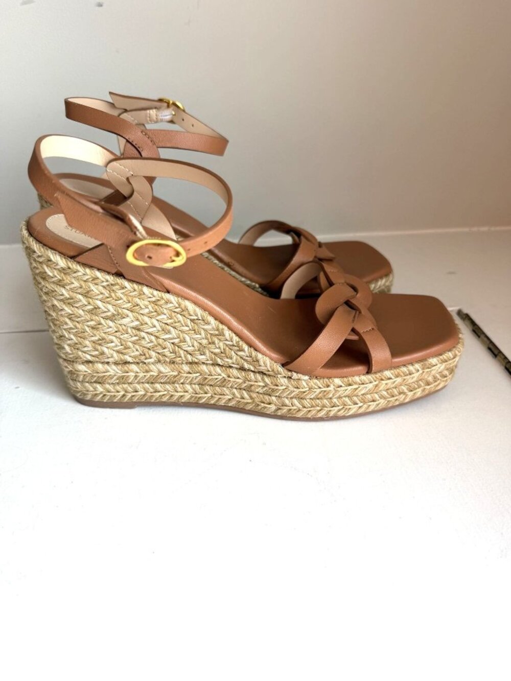 NEW Stuart Weitzman Platform Espadrille Wedge Sandal Tan Size US 9.5 $425 [jb]